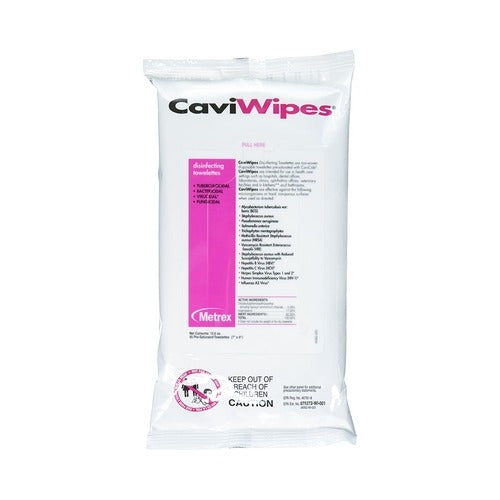 Metrex Research CaviWipes1 Surface Disinfectant Premoistened Alcohol Based Manual Pull Wipe 45 Count Soft Pack Alcohol Scent NonSterile, 1/PK, 20/CS