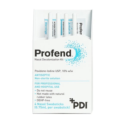 PDI Impregnated Nasal Swabstick Kit Profend Povidone-Iodine NonSterile 4 per Pack, 12/BX, 48/CS