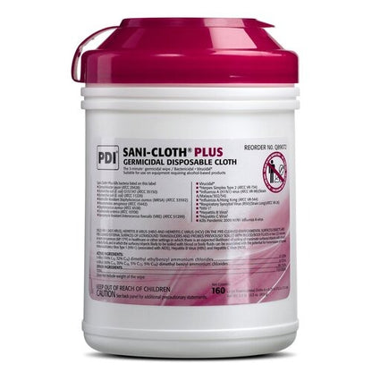 PDI Surface Disinfectant Cleaner Sani-Cloth® Plus Liquid Wipe 160 Count Canister Disposable Alcohol Scent, 160/PK, 12PK/CS