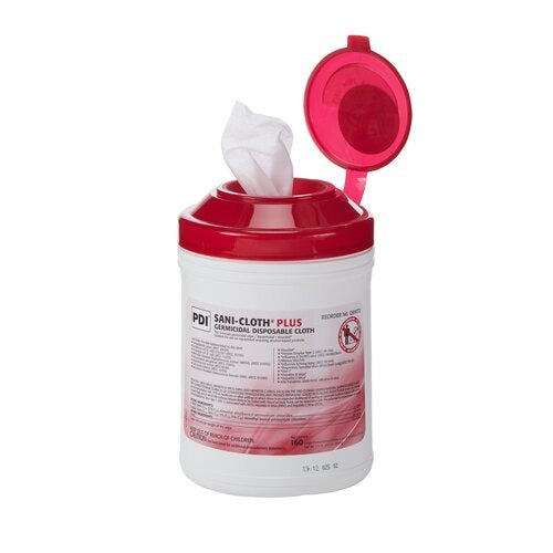 PDI Surface Disinfectant Cleaner Sani-Cloth® Plus Liquid Wipe 160 Count Canister Disposable Alcohol Scent, 160/PK, 12PK/CS
