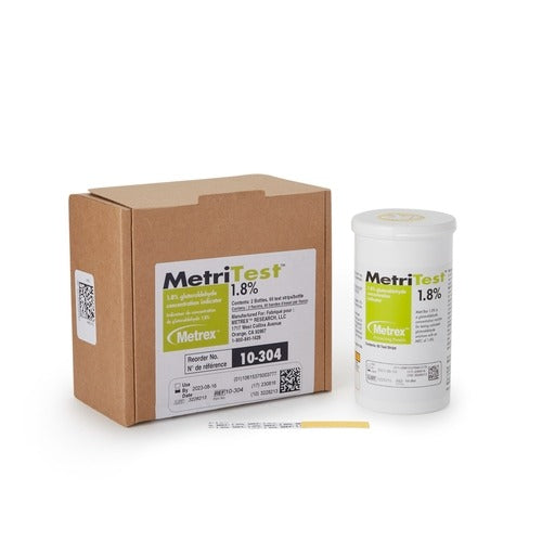 Metrex Research Glutaraldehyde Concentration Indicator MetriTest 1.8% Pad 60 Test Strips Bottle Single Use, 60/BT, 120 EA/CS