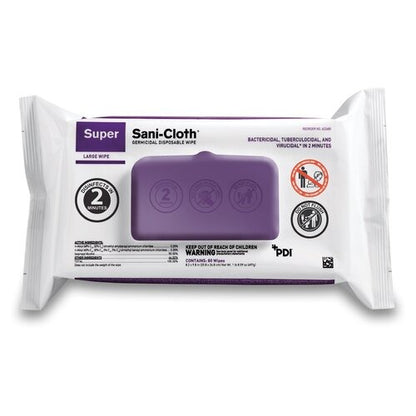 Sani Professional Super Sani-Cloth Germicidal Disposable Wipes, 1-Ply, 6 x 6.75, Unscented, White, 160/Canister, 12 Canisters/Carton