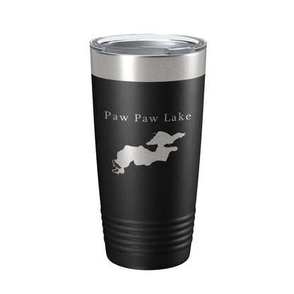 Paw Paw Lake Map Tumbler Travel Mug Insulated Laser Engraved Coffee Cup Michigan 20 oz-0