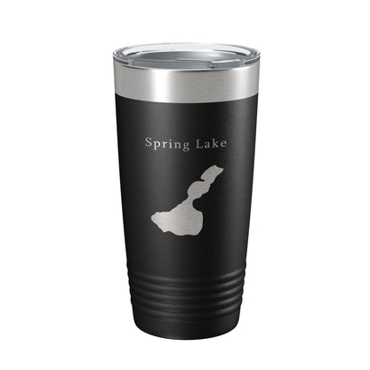 Spring Lake Map Tumbler Travel Mug Insulated Laser Engraved Coffee Cup Wisconsin Waukesha County Town of Mukwonago 20 oz-0