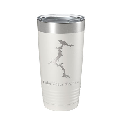 Lake Coeur d'Alene Map Tumbler Travel Mug Insulated Laser Engraved Coffee Cup Idaho 20 oz-1