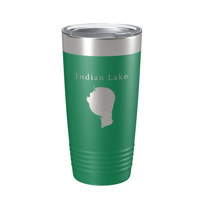 Indian Lake Map Tumbler Travel Mug Insulated Laser Engraved Coffee Cup Silver Creek Township Michigan 20 oz-9