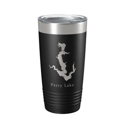 Perry Lake Map Tumbler Travel Mug Insulated Laser Engraved Coffee Cup Kansas 20 oz-0