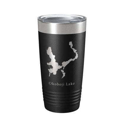 Okoboji Lake Map Tumbler Travel Mug Insulated Laser Engraved Coffee Cup Iowa 20 oz-0