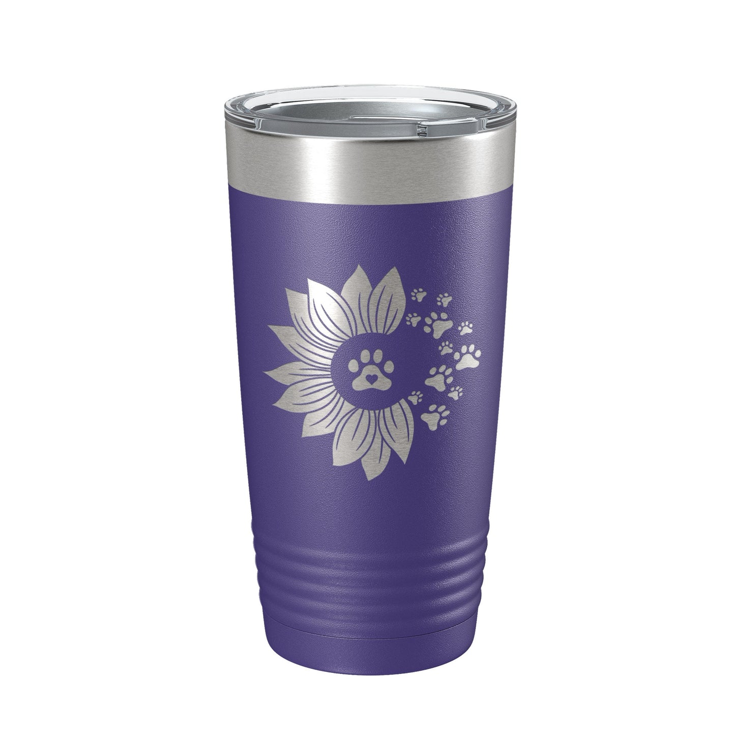 Sunflower With Dog Pawprints Tumbler Travel Mug Insulated Laser Engraved Coffee Cup Gift For Women Dog Lovers Sun Flower 20 oz-15