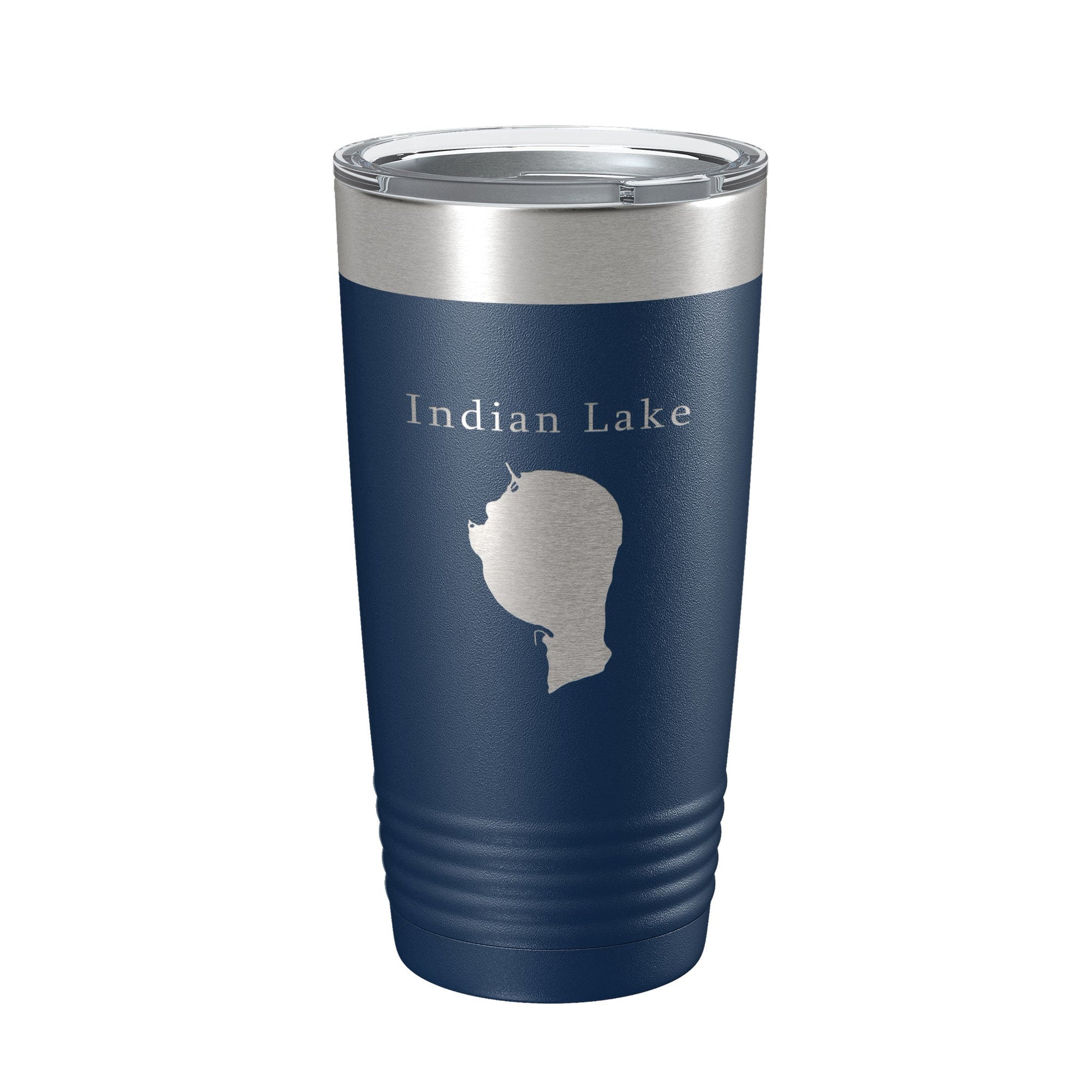 Indian Lake Map Tumbler Travel Mug Insulated Laser Engraved Coffee Cup Silver Creek Township Michigan 20 oz-2