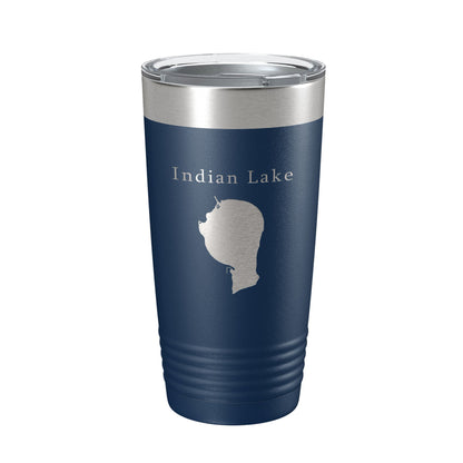 Indian Lake Map Tumbler Travel Mug Insulated Laser Engraved Coffee Cup Silver Creek Township Michigan 20 oz-8