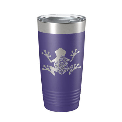Frog Mandala Tumbler Travel Mug Insulated Laser Engraved Coffee Cup Frog Zentangle Pattern Design Gift 20 oz-15