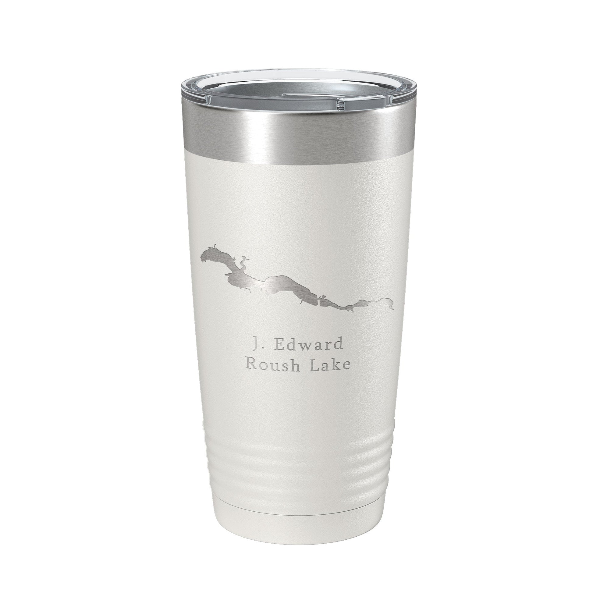 J. Edward Roush Lake Map Tumbler Travel Mug Insulated Laser Engraved Coffee Cup Indiana 20 oz-1