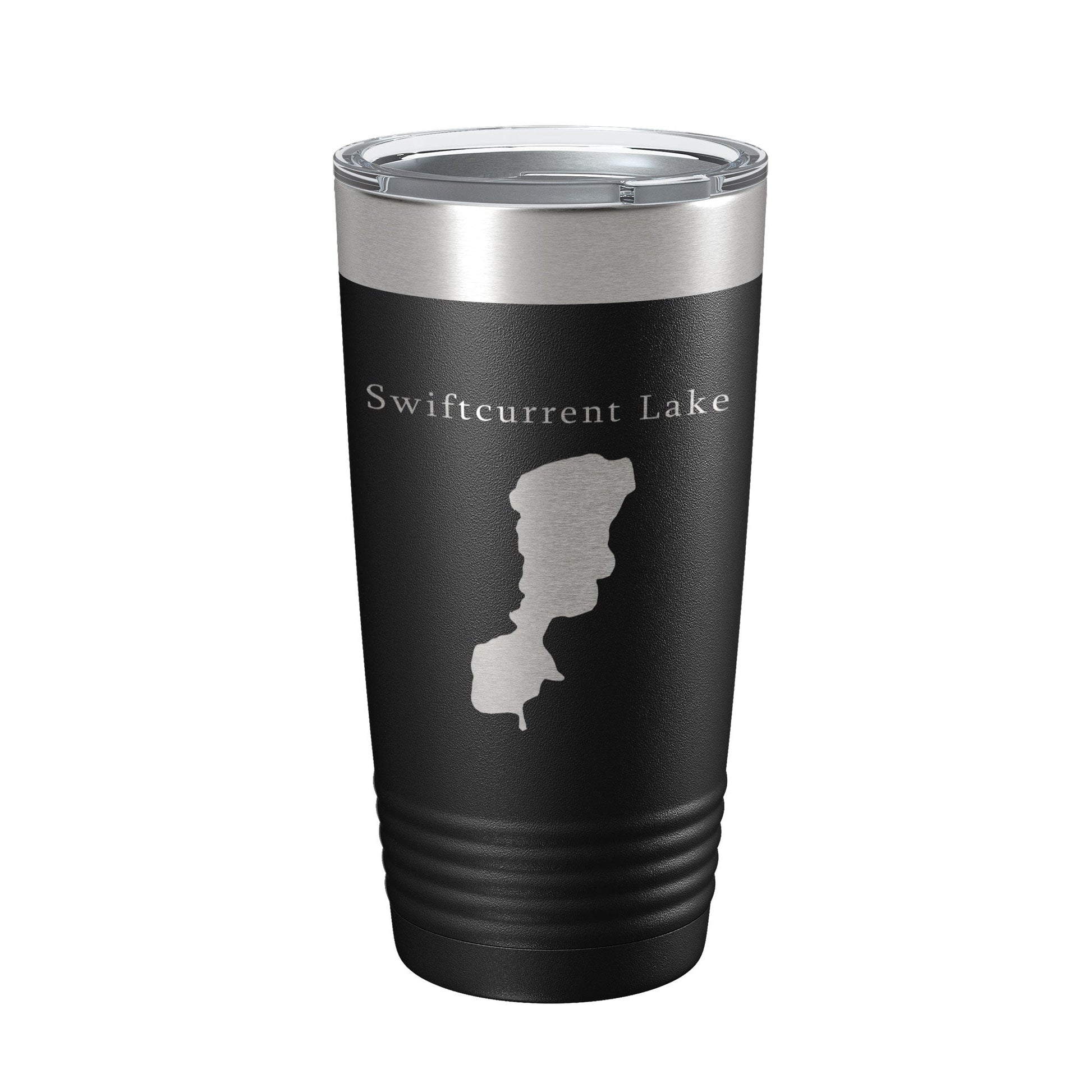 Swiftcurrent Lake Map Tumbler Travel Mug Insulated Laser Engraved Coffee Cup Montana 20 oz-0