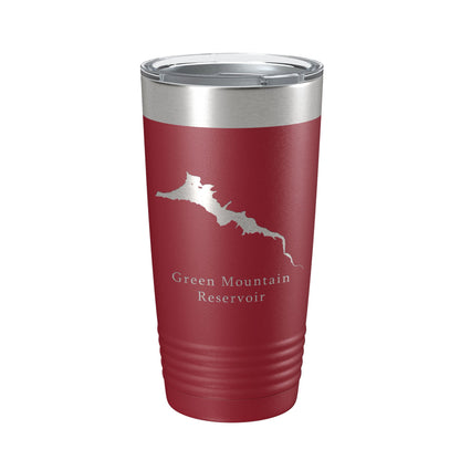 Green Mountain Reservoir Tumbler Lake Map Travel Mug Insulated Laser Engraved Coffee Cup Colorado 20 oz-18
