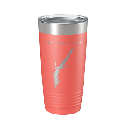 Atoka Reservoir Tumbler Lake Map Travel Mug Insulated Laser Engraved Coffee Cup Oklahoma 20 oz-20