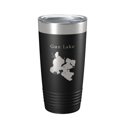 Gun Lake Map Tumbler Travel Mug Insulated Laser Engraved Coffee Cup Michigan 20 oz-0