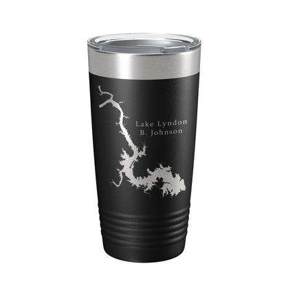 Lake Lyndon B. Johnson Map Tumbler Travel Mug Insulated Laser Engraved Coffee Cup Texas 20 oz-0