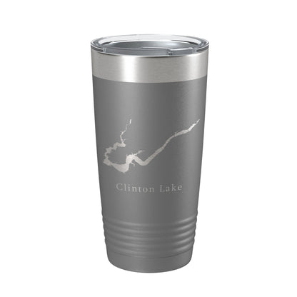 Clinton Lake Map Tumbler Travel Mug Insulated Laser Engraved Coffee Cup Illinois 20 oz-16
