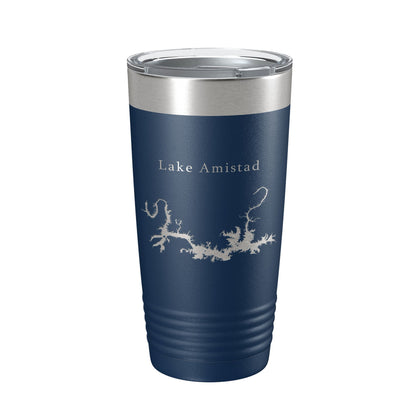 Lake Amistad Reservoir Map Tumbler Travel Mug Insulated Laser Engraved Coffee Cup Texas 20 oz-2