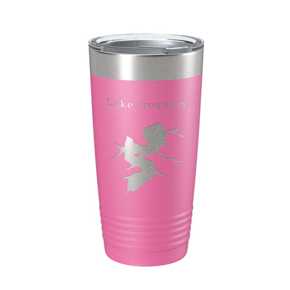 Lake Iroquois Map Tumbler Travel Mug Insulated Laser Engraved Coffee Cup Illinois 20 oz-11