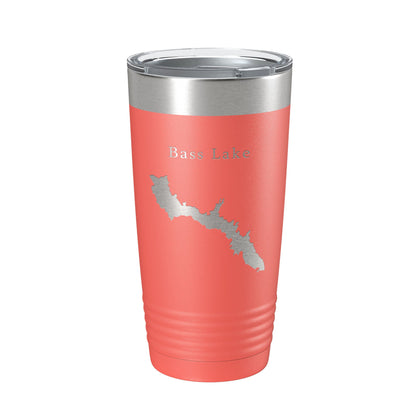 Bass Lake Map Tumbler Travel Mug Insulated Laser Engraved Coffee Cup California 20 oz-20