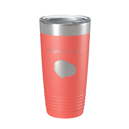 Highland Lake Map Tumbler Travel Mug Insulated Laser Engraved Coffee Cup Illinois 20 oz-20