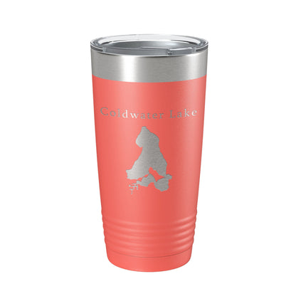 Coldwater Lake Map Tumbler Travel Mug Insulated Laser Engraved Coffee Cup Michigan 20 oz-20
