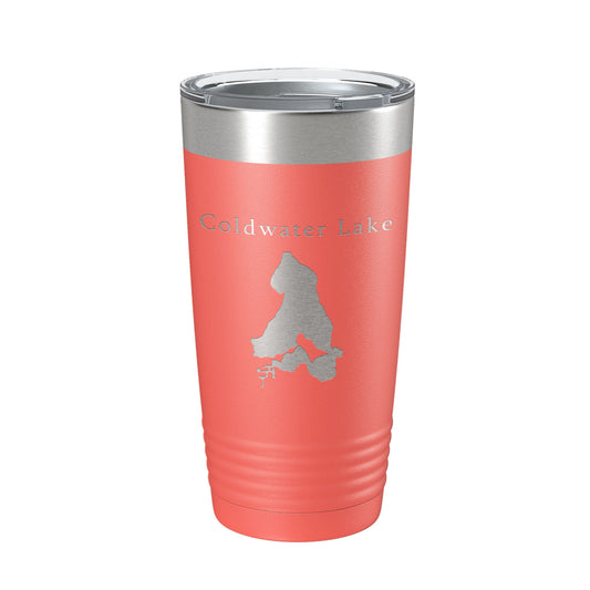 Coldwater Lake Map Tumbler Travel Mug Insulated Laser Engraved Coffee Cup Michigan 20 oz-20