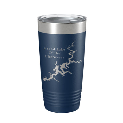 Grand Lake O' the Cherokees Map Tumbler Travel Mug Insulated Laser Engraved Coffee Cup Oklahoma 20 oz-2