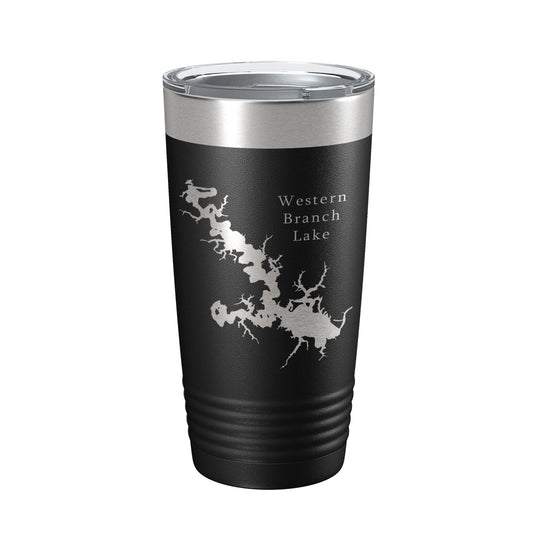 Western Branch Lake Reservoir Map Tumbler Travel Mug Insulated Laser Engraved Coffee Cup Suffolk Virginia 20 oz-0
