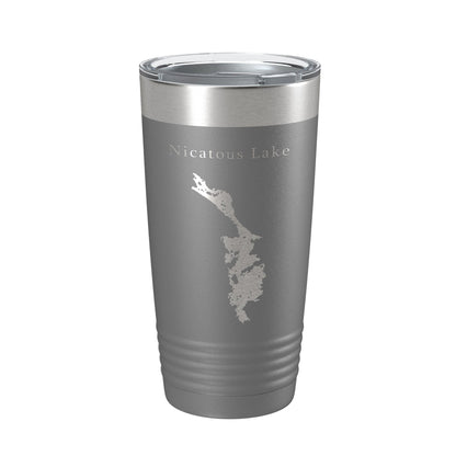 Nicatous Lake Map Tumbler Travel Mug Insulated Laser Engraved Coffee Cup Maine 20 oz-16
