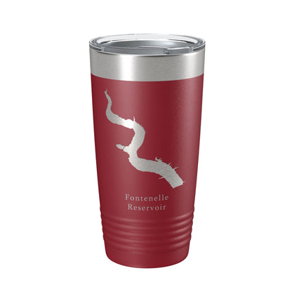 Fontenelle Reservoir Tumbler Lake Map Travel Mug Insulated Laser Engraved Coffee Cup Wyoming 20 oz-18