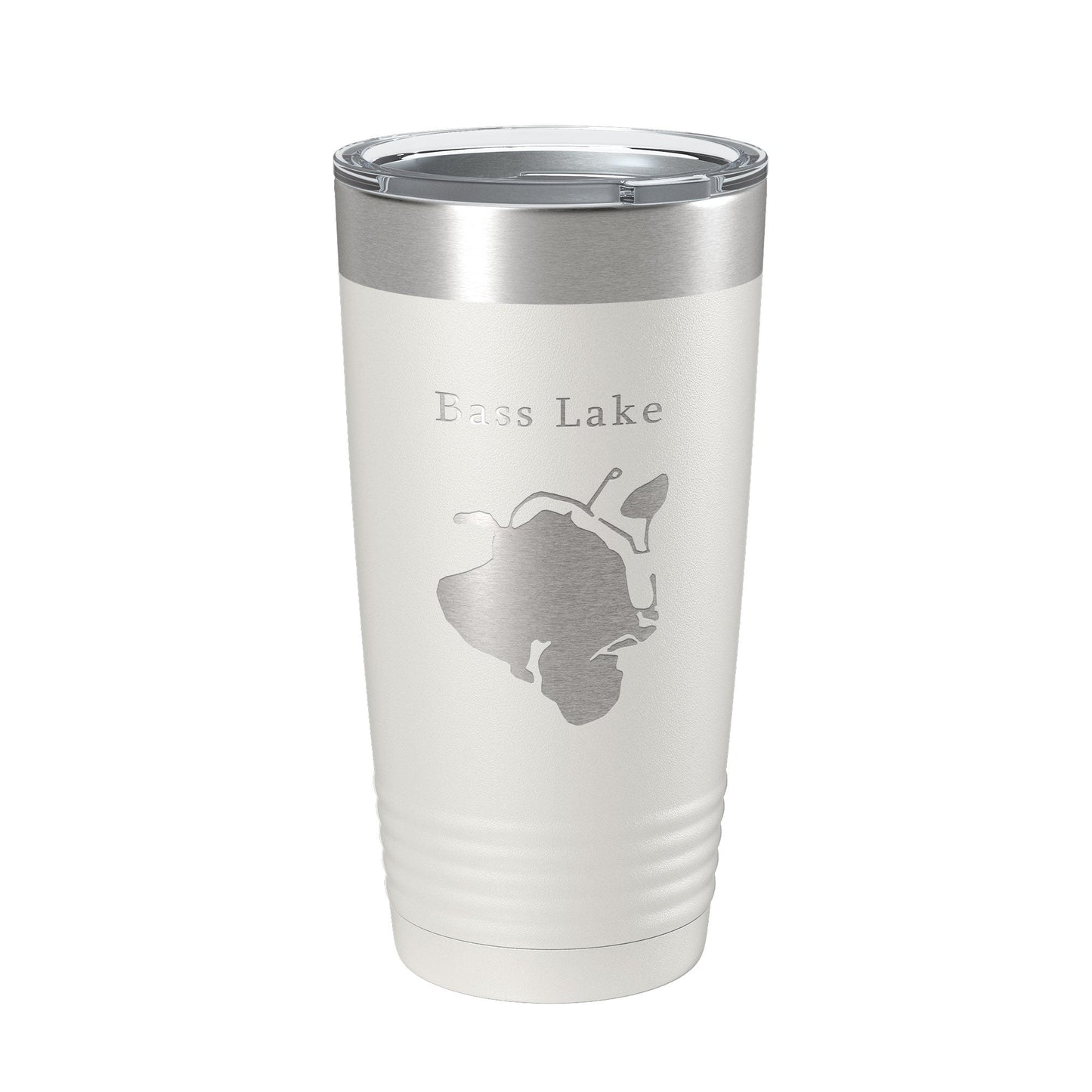 Bass Lake Map Tumbler Travel Mug Insulated Laser Engraved Coffee Cup Hamburg Township Huron River Chain of Lakes Michigan 20 oz-1