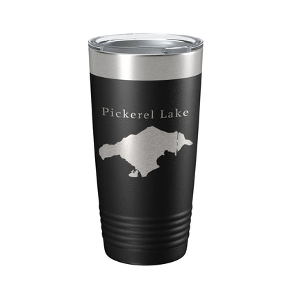 Pickerel Lake Map Tumbler Travel Mug Insulated Laser Engraved Coffee Cup Michigan 20 oz-0