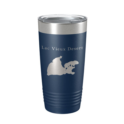 Lac Vieux Desert Tumbler Lake Map Travel Mug Insulated Laser Engraved Coffee Cup Michigan Wisconsin 20 oz-8