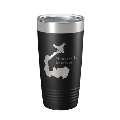 Monksville Reservoir Tumbler Lake Map Travel Mug Insulated Laser Engraved Coffee Cup New Jersey 20 oz-0