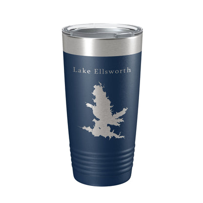 Lake Ellsworth Map Tumbler Travel Mug Insulated Laser Engraved Coffee Cup Oklahoma 20 oz-2