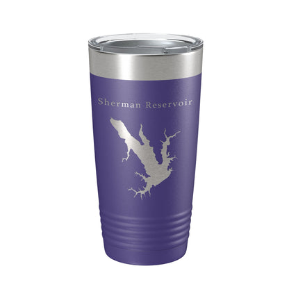 Sherman Reservoir Tumbler Lake Map Travel Mug Insulated Laser Engraved Coffee Cup Nebraska 20 oz-15