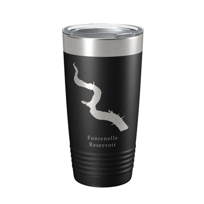 Fontenelle Reservoir Tumbler Lake Map Travel Mug Insulated Laser Engraved Coffee Cup Wyoming 20 oz-0