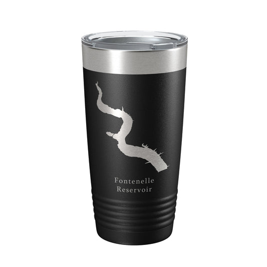 Fontenelle Reservoir Tumbler Lake Map Travel Mug Insulated Laser Engraved Coffee Cup Wyoming 20 oz-0
