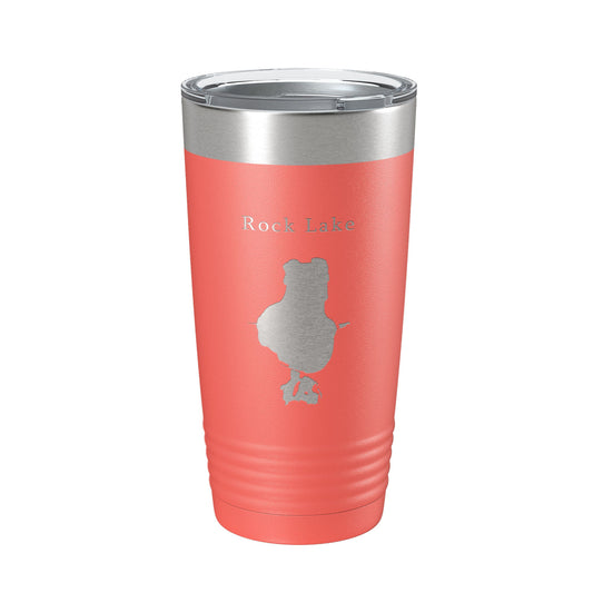 Rock Lake Map Tumbler Travel Mug Insulated Laser Engraved Coffee Cup Wisconsin 20 oz-20