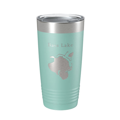 Bass Lake Map Tumbler Travel Mug Insulated Laser Engraved Coffee Cup Hamburg Township Huron River Chain of Lakes Michigan 20 oz-12
