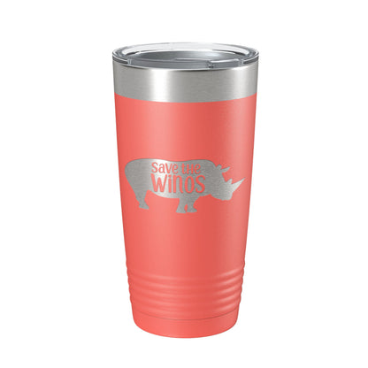 Save The Winos Tumbler Wine Rhinos Travel Mug Insulated Laser Engraved Coffee Cup Gift 20 oz-20