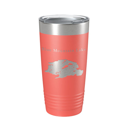Blue Mountain Lake Map Tumbler Travel Mug Insulated Laser Engraved Coffee Cup New York 20 oz-20