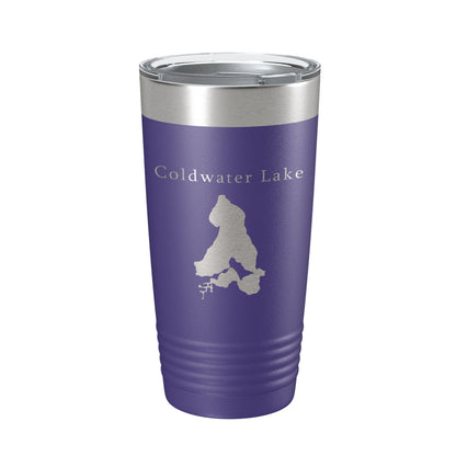 Coldwater Lake Map Tumbler Travel Mug Insulated Laser Engraved Coffee Cup Michigan 20 oz-15