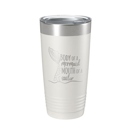 Funny Tumbler Gift for Women Body of a Mermaid Mouth of a Sailor Travel Mug Insulated Laser Engraved Coffee Cup Present Best Friend Sister 20 oz-7