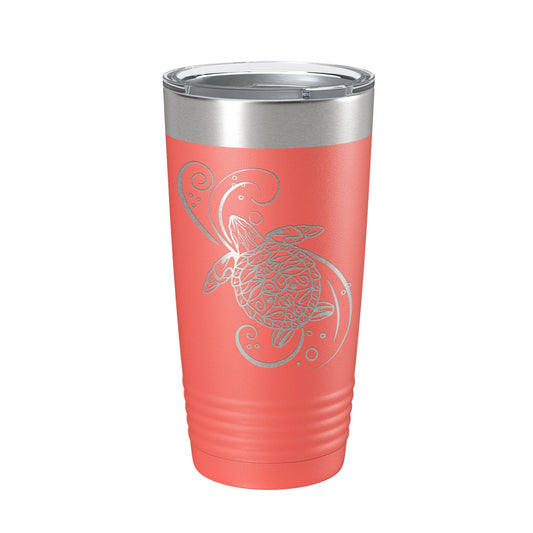 Sea Turtle Mandala Tumbler Travel Mug Insulated Laser Engraved Coffee Cup Turtle Zentangle Pattern Design Gift 20 oz-20