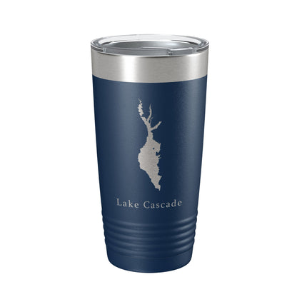 Lake Cascade Map Tumbler Travel Mug Insulated Laser Engraved Coffee Cup Idaho 20 oz-2