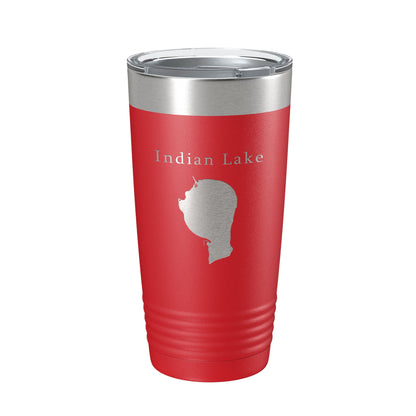 Indian Lake Map Tumbler Travel Mug Insulated Laser Engraved Coffee Cup Silver Creek Township Michigan 20 oz-10